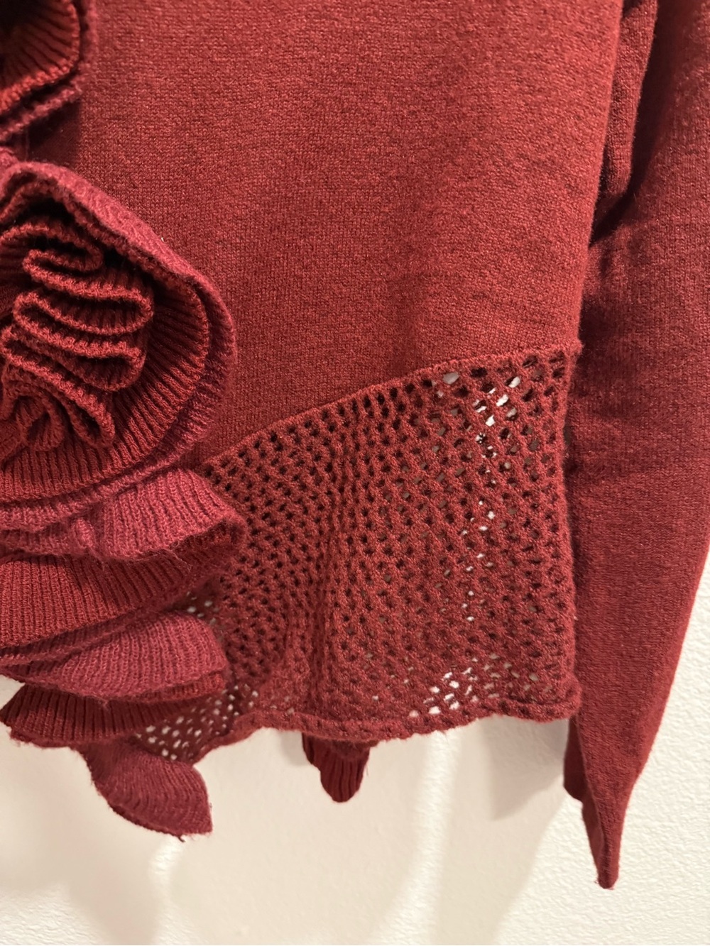 Zara Maroon Ribbed Knit Pullover - Picture 3 of 5
